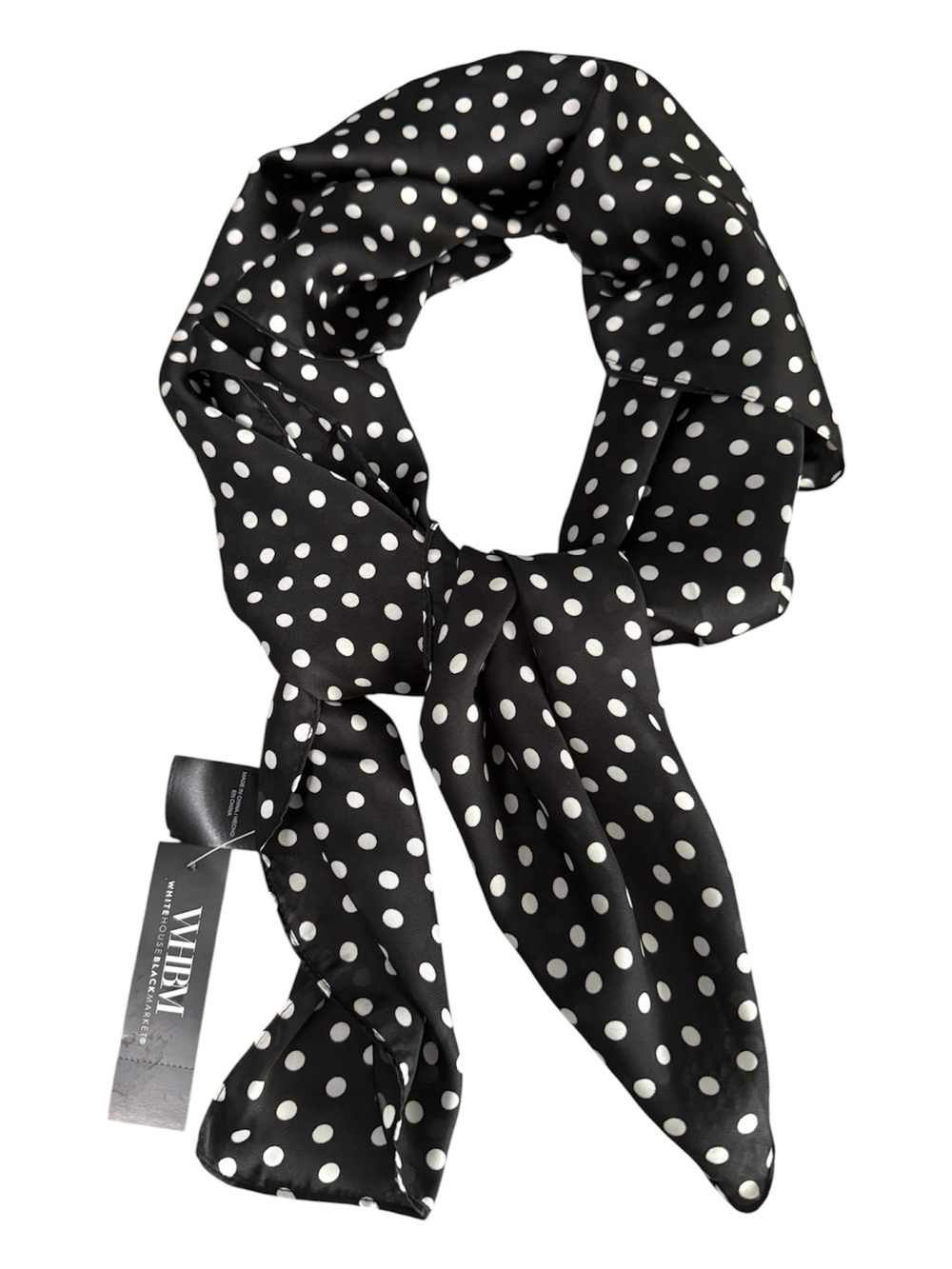 NEW WHBM Dot Print Square Scarf Millie Black White